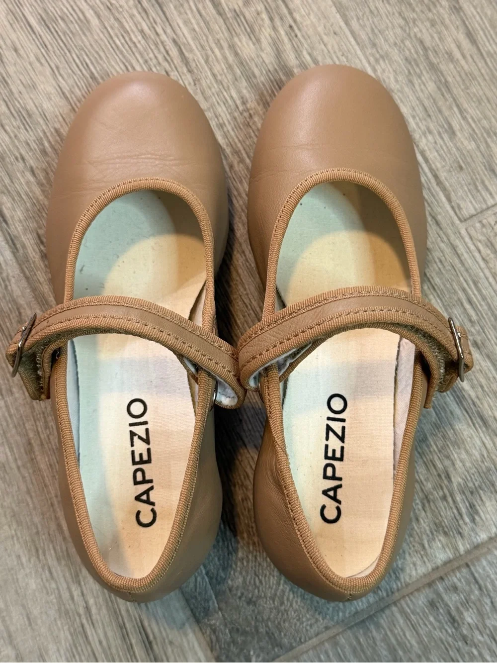 Capezio Tele Tone Tap Shoes Girls Size 13 M Nude Dance Showgirls